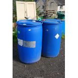 Two blue drums.