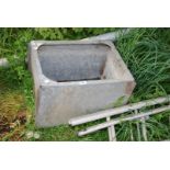 A galvanised water tank, 17'' x 23'' x 17''.