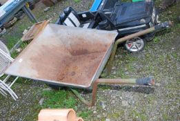 A large galvanised top Wheelbarrow with pneumatic tyre.