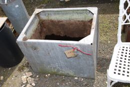 A galvanised water tank, 27'' x 20'' x 20'' high.