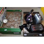 A quantity of kitchen electrical items, kettle, toaster, can opener,