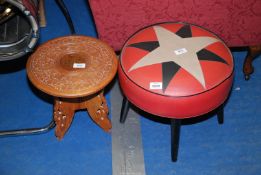 A 1960's style stool and a table.
