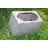 A small galvanised water tank, 19'' x 11'' x 12'' deep.