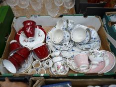 A Windsor 'Piccadilly' part tea set in burgundy decorated with coaching scenes,