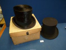 Two black Top Hats, one by Tress & Co.