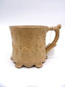 An unusual Staffordshire salt glaze mug, c.