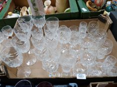 A quantity of glasses including RCR (Royal Crystal rock) wine glasses and Webb Corbett brandy