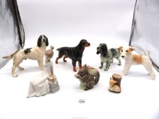 Four china dogs including Hornsea Spaniel and Box Terrier, Coopercraft Red Setter,