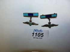 Two WWII silver and enamel RAF sweetheart Badges.