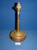 A WWII Trench art table lamp made from a round from a Spitfire, 11 1/2'' tall.