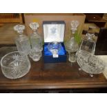 A quantity of glass to include lead crystal decanter, Royal Doulton rose bowl,