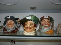Three Royal Doulton Character jugs, The Cavalier, Rip Van Winkle, Robinson Crusoe.