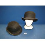 Two Bowler hats, one by Herbert Johnson and the other by G.A. Dunn & Co. Ltd., size 7.