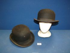 Two Bowler hats, one by Herbert Johnson and the other by G.A. Dunn & Co. Ltd., size 7.