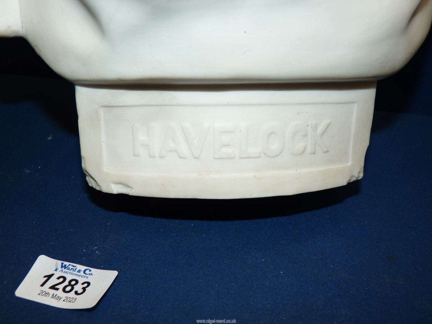 A large Victorian Parian ware Bust of Sir Henry Havelock, titled to base and impressed to rear 'J. - Image 6 of 7