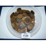 A quantity of old coins including pennies, threepences, halfpennies, sixpences, Victoria pennies,