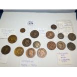 A quantity of old coins including Emmanuelle II 1866, (centime), Napoleon 1854-1856,