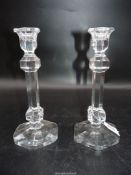 A pair of heavy Crystal Candlesticks, possibly in the style of Baccarat,