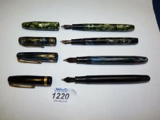 Four fountain pens; two by Waterman, the other two by Conway Stewart, (three having 14ct nibs).
