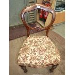 A circa 1900 Mahogany framed Balloon back Side Chair having an overstuffed upholstered seat with