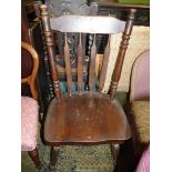 A Dutch style solid seated Side Chair having turned legs and backrest supports,