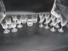A quantity of Tudor sherry glasses (some a/f.) and tumblers in a similar design.