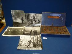 A quantity of copies of military photographs depicting WWII and an old Magneto Victorian game, a/f.