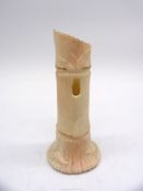 A Locke & Co Worcester blush ivory spill vase in the form of a bamboo stem,