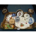 A quantity of china including pot lids, Flint (Norwegian) fish service, Wedgwood Kutani Crane plate,