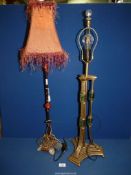 Two metal table Lamps, 2' 6" and 3' high, one with shade.