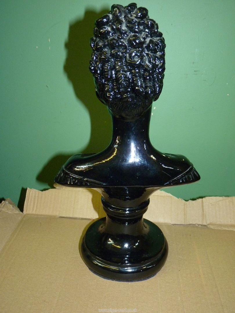 A chalk bust of Queen Anne having a glossy black finish, 14 1/2" tall. - Image 2 of 3