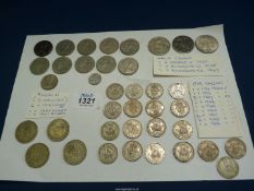 A quantity of shillings, florins and half crowns including George V,