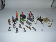 A quantity of lead figures including the late Queen, British 2nd Dragoons - Scots Greys, Gunners,