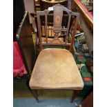 A pretty circa 1900 Rosewood side chair having boxwood stringing and intricate shaded inlay to the