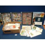 A quantity of loose English stamps and three stock books of English stamps etc.