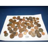 A quantity of coins including pennies, halfpennies, farthings, etc.