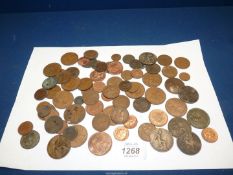 A quantity of coins including pennies, halfpennies, farthings, etc.