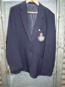 A navy blue Yorkers blazer with a RAF fabric badge to the pocket, size 44''.