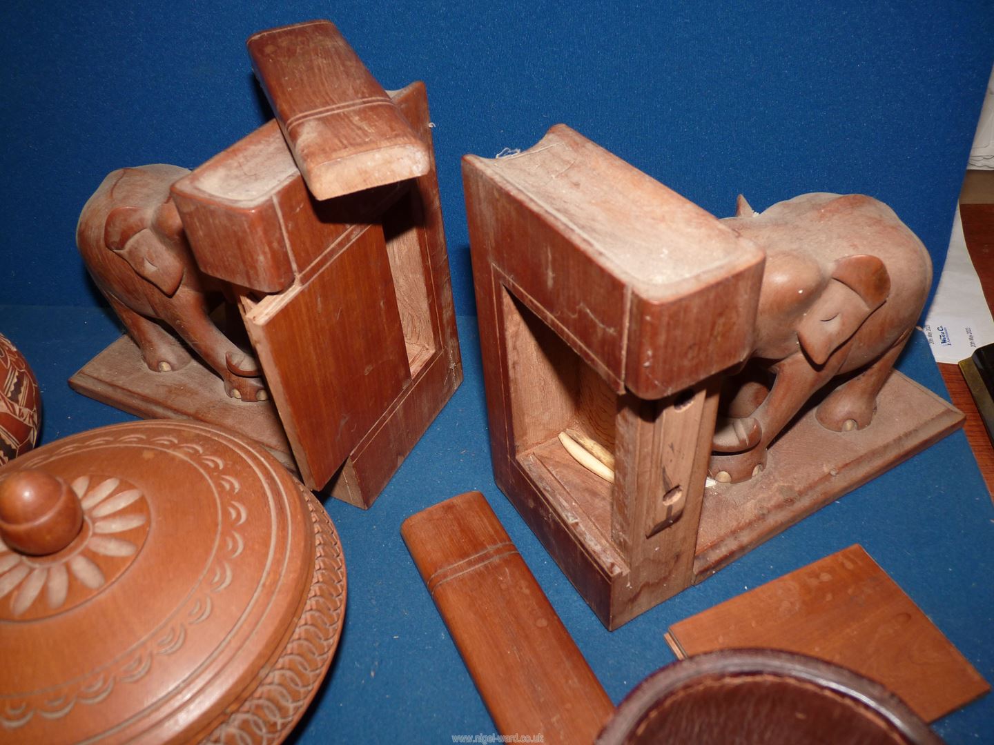 A quantity of miscellanea and Treen including a quill box, Gourd, polisher, leather coated beaker, - Image 3 of 3