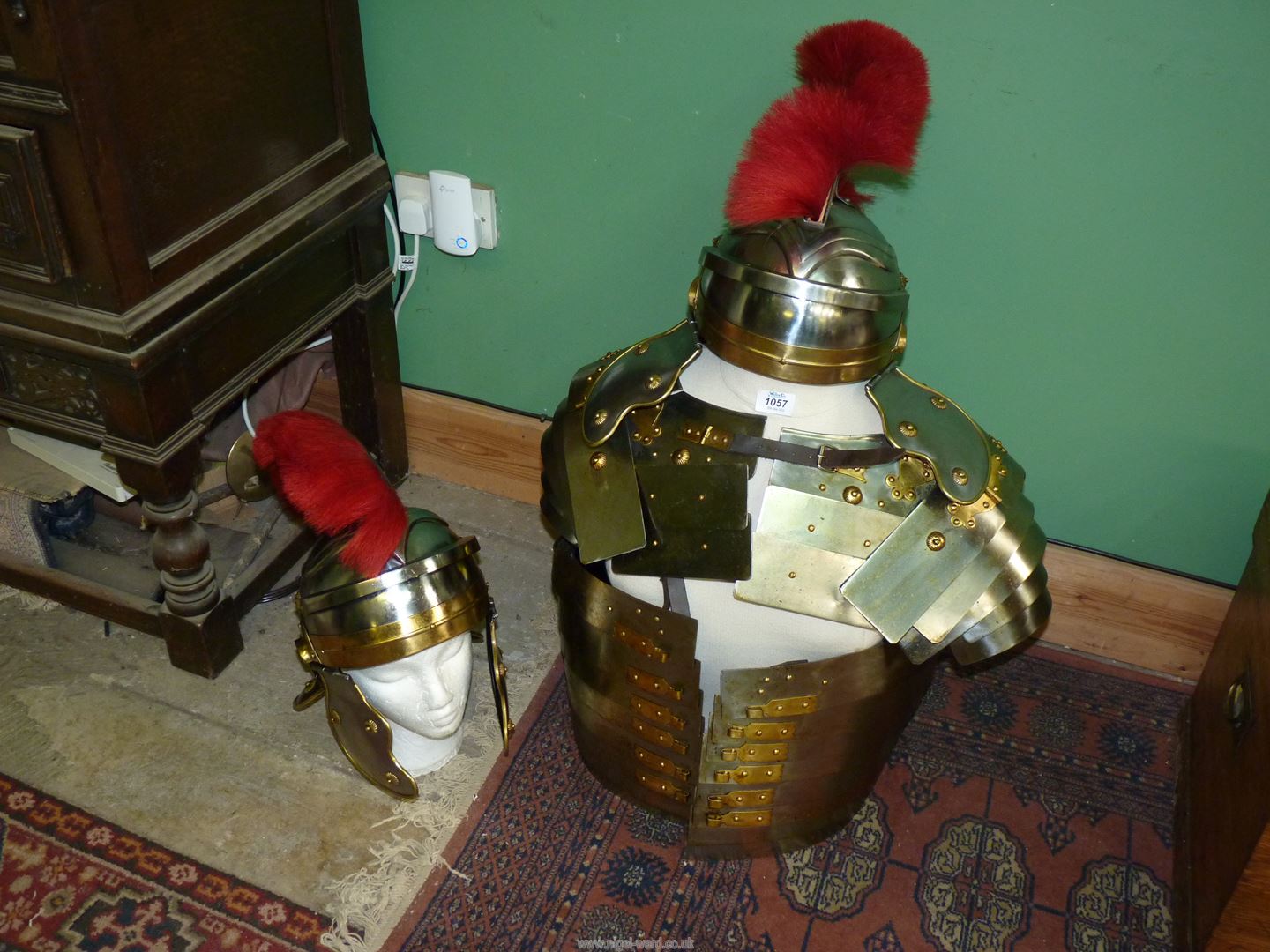 A re-enactment Roman Legionary part Suit of armour with extra helmet.