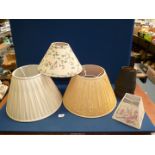 Two silk lamp shades and others.