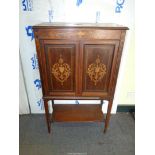 A Rosewood Side Cabinet with Boxwood stringing and elaborate marquetry decoration depicting urns