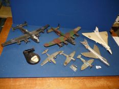 A quantity of old Airfix military Aeroplanes including Avro Vulcan, Lancaster bomber, Spitfire, etc,