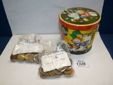 A good quantity of threepenny bits 1937-1967 in a Bluebird sweet tin.