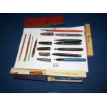 A quantity of pens including Eversharp Biro, 'Orient Line', Platignum, etc., some a/f.