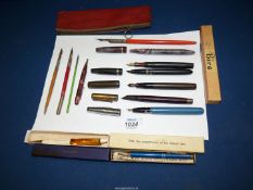 A quantity of pens including Eversharp Biro, 'Orient Line', Platignum, etc., some a/f.