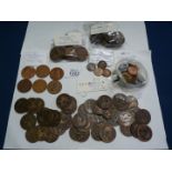 A quantity of pennies including Edward VII, George VI and Elizabeth II and a quantity of farthings.