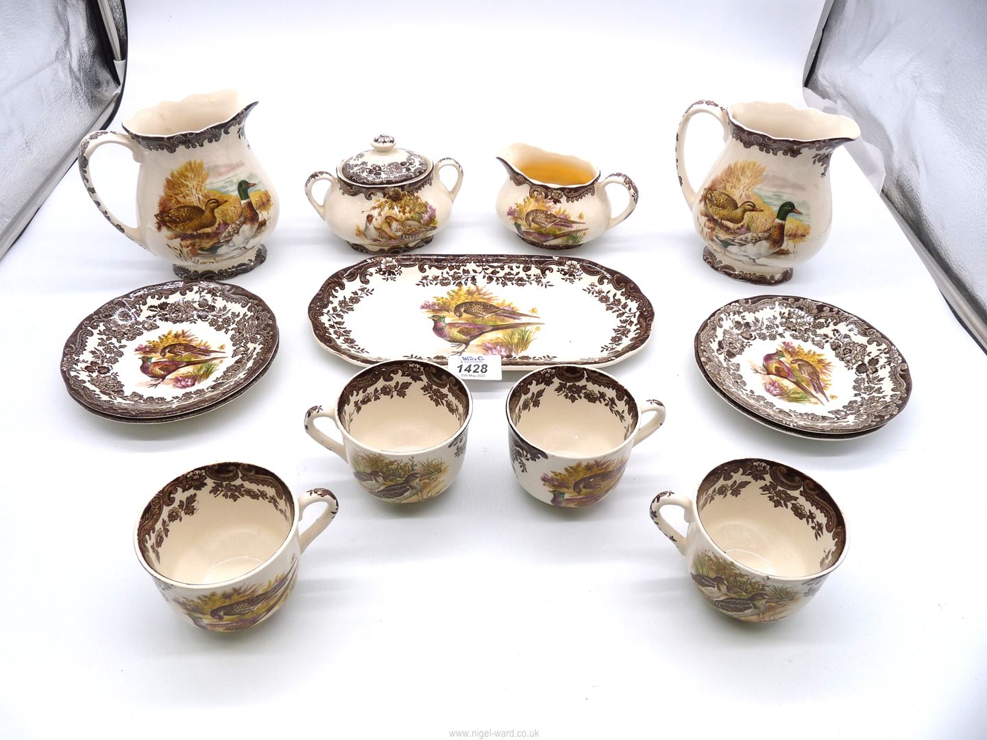 A small quantity of Palissy Gamer Series china including; four teacups and saucers, two jugs,