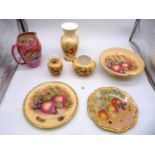 A quantity of china including Aynsley 'Orchard Gold' vases, Royal Worcester plate,