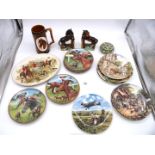 A quantity of china including display plates; set of five Danbury Mint 'Great Race Horses',